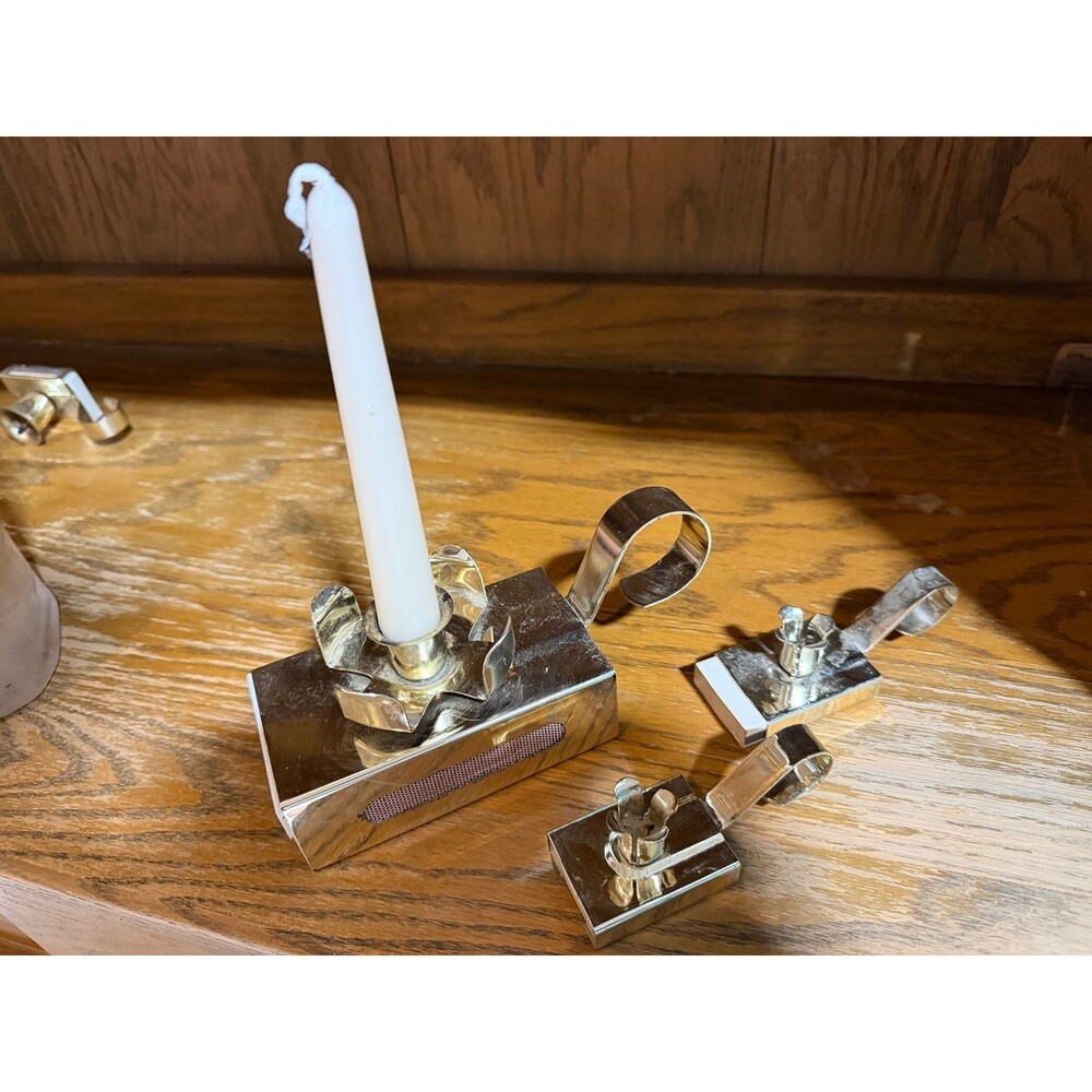 Vintage Silver Candle Holders with Candle
